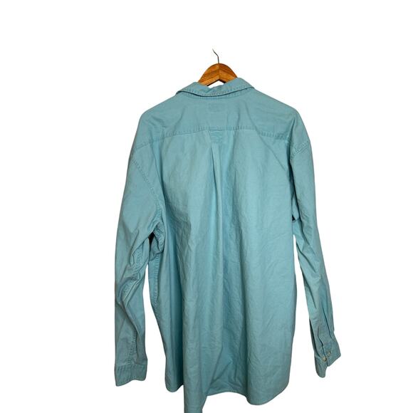 L.L.Bean Sunwashed Canvas Long-Sleeved Men's Shirt in Teal Green Size XXL - Picture 2 of 7